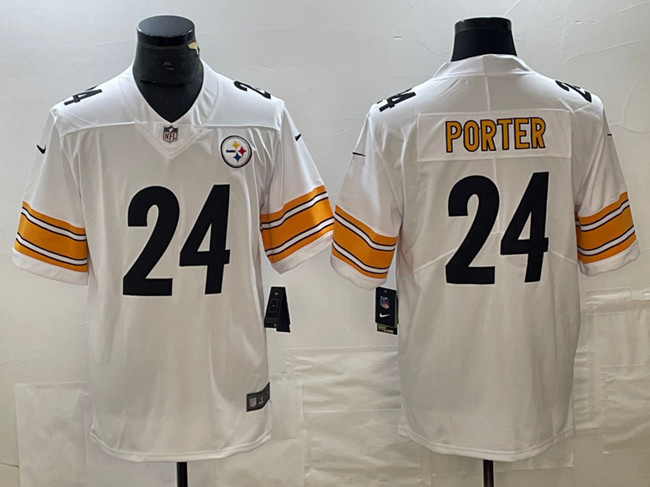 Men's Pittsburgh Steelers #24 Joey Porter Jr. White Vapor Untouchable Limited Stitched Jersey Men's Pittsburgh Steelers #24 Joey Porter Jr. White Vapor Untouchable Limited Stitched Jersey